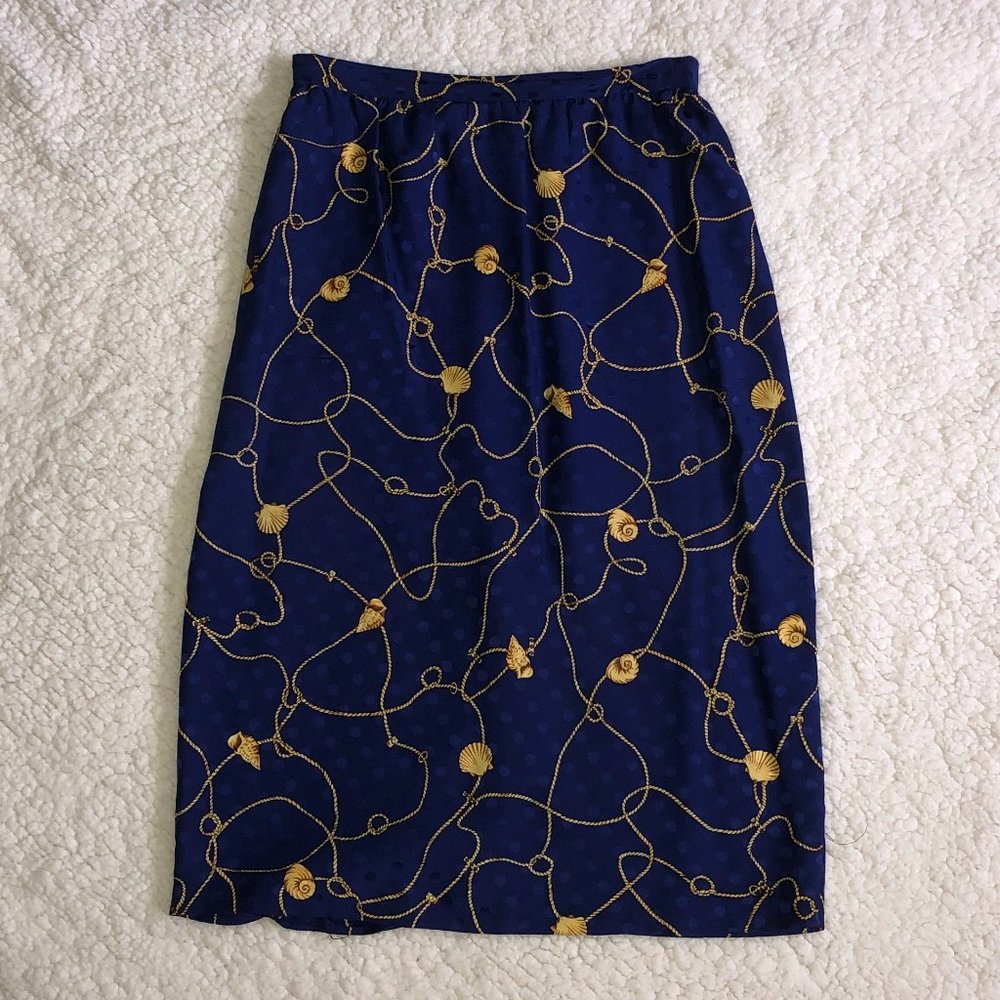 Blue and gold silk skirt, Size 4